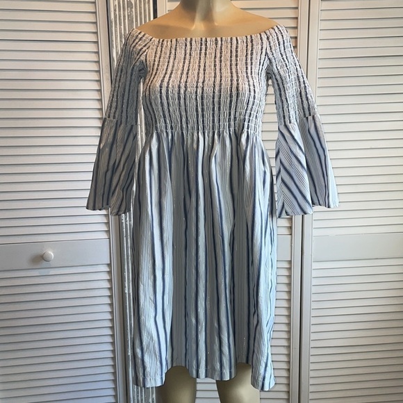 SAM EDELMAN Metallic StripeOff the Shoulder Dress - Picture 4 of 12